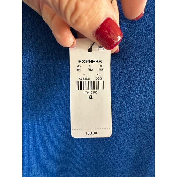 NWT Express Women's B;ue Long Sleeve Turtleneck Oversized Sweater Size XL - Picture 5 of 9